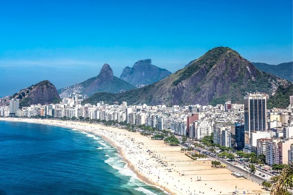 Vista impresionante de la playa de Copacabana en Rio de Janeiro.